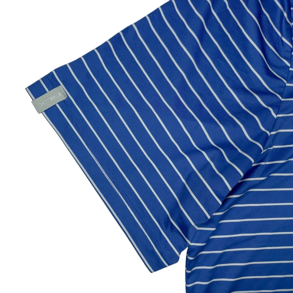RLX Ralph Lauren Mens XL Golf Polo Featherweight Performance Stretch Blue Stripe